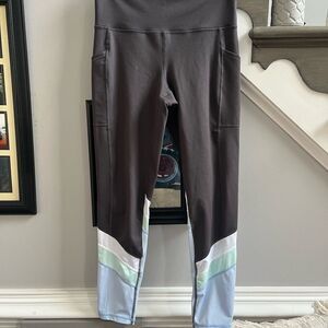 Idealology Gray Botton Stripes High Waist Leggings sz S